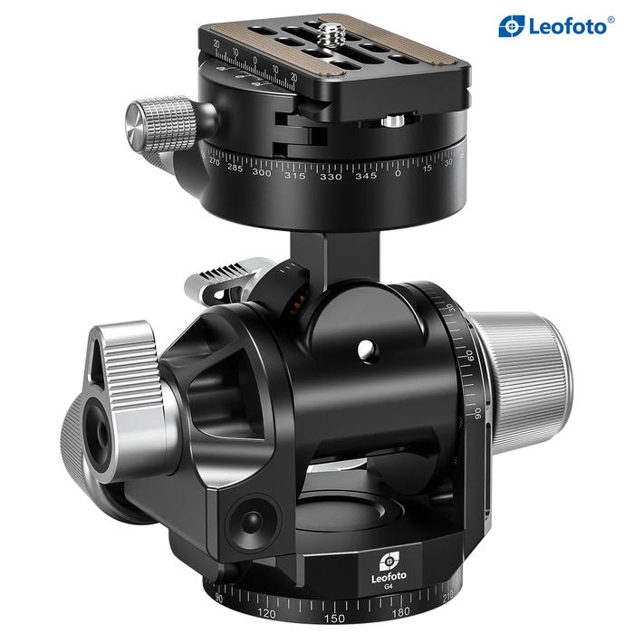 LeoFoto G4 Pro Four Way Geared Head with Geared Panning Adapter | Arca Compatible