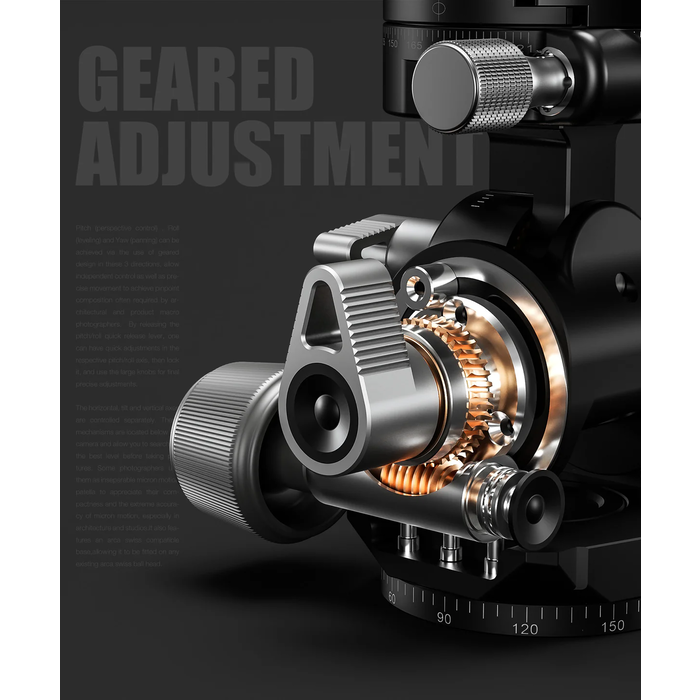 LeoFoto G4 Pro Four Way Geared Head with Geared Panning Adapter | Arca Compatible