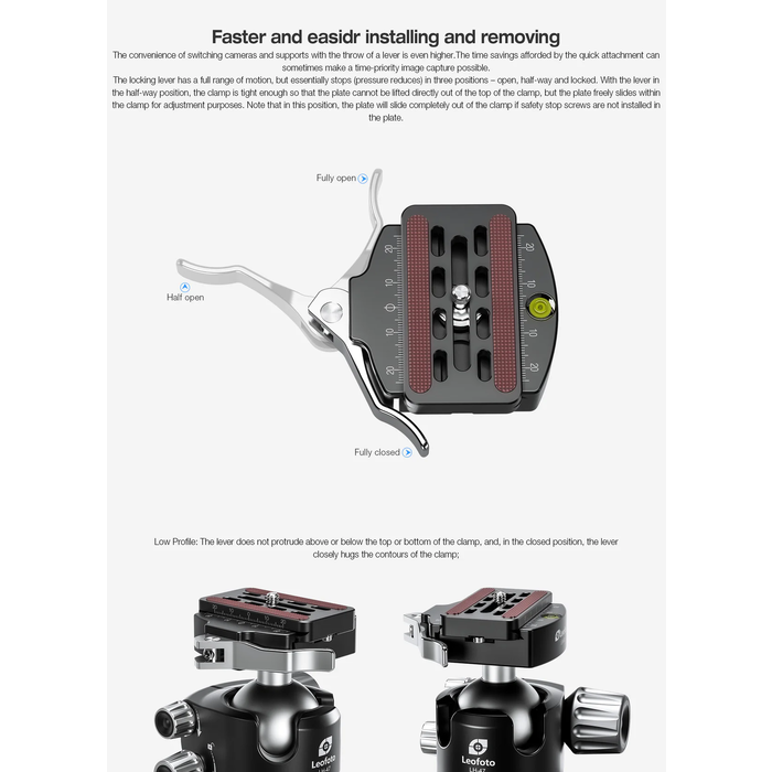 LeoFoto LH-47LR Ball Head with LR-60 Lever Release Clamp | Arca Compatible