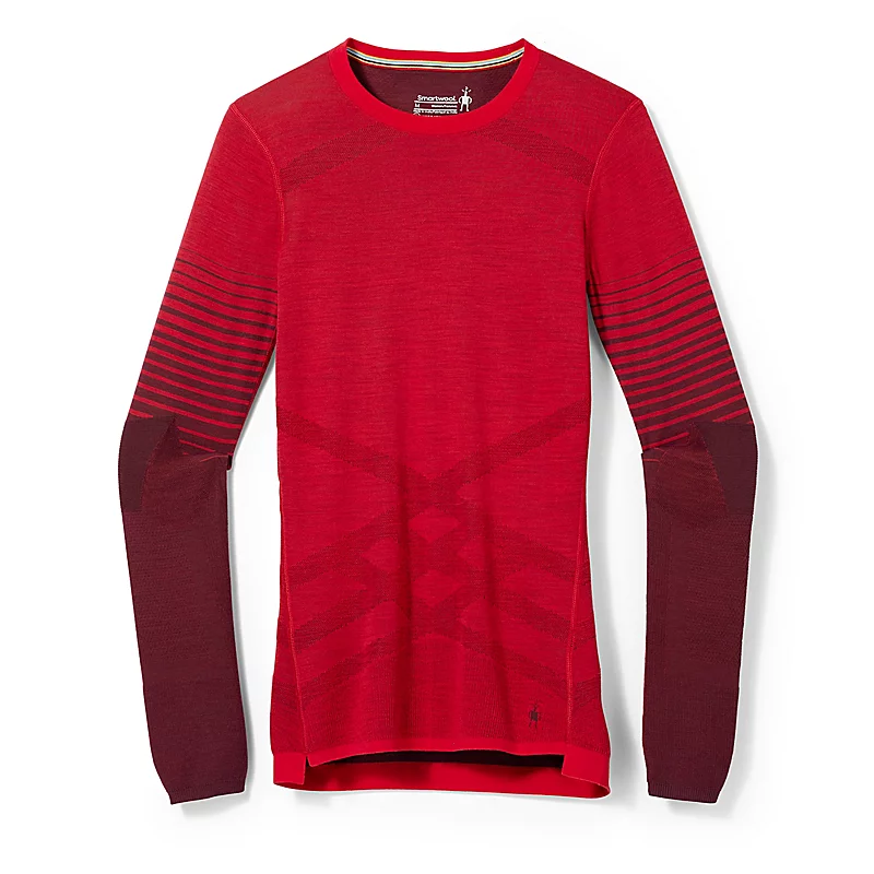 SMARTWOOL LADIES INTRAKNIT MERINO 200 PATTERN CREW TOP POMEGRANATE LARGE
