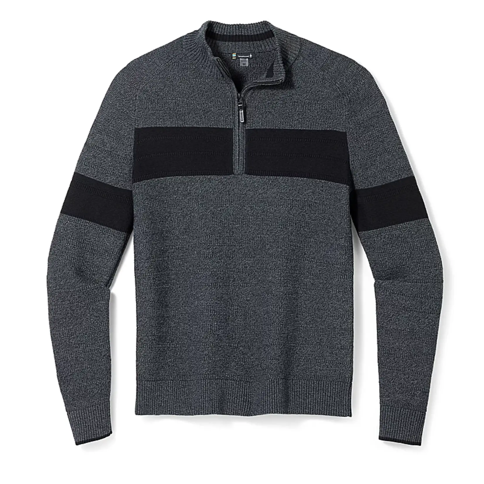 Smartwool SMARTWOOL MENS RIPPLE RIDGE 1/2 ZIP SWEATER BLACK/MEDIUM GREY SMALL