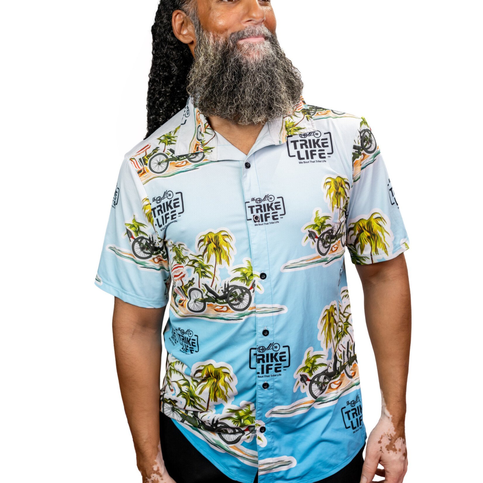 Trike Life Trike Life Hawaiian Print - Blue (BLACK LOGO) - Large