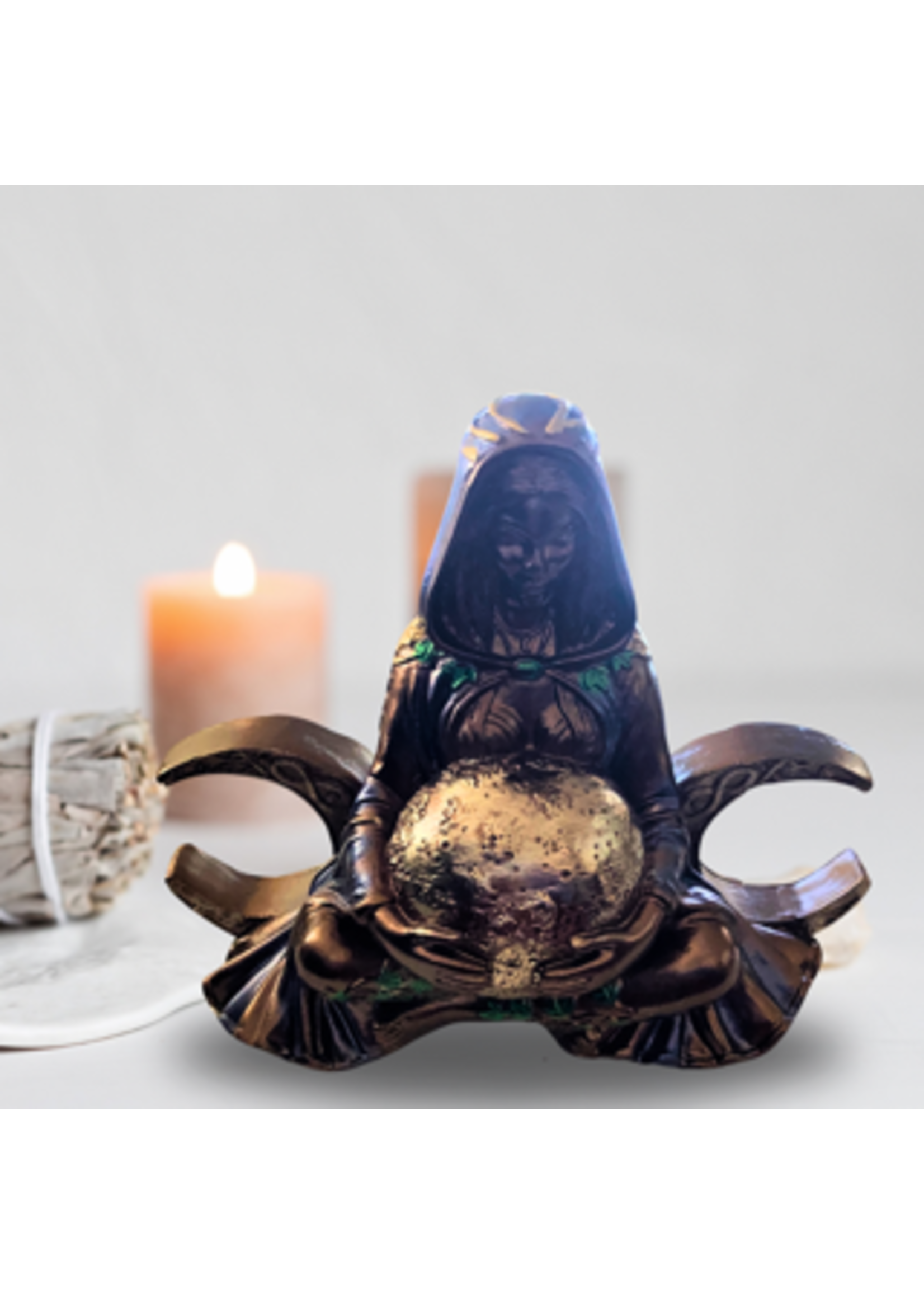 Triple Moon Goddess Altar Statue