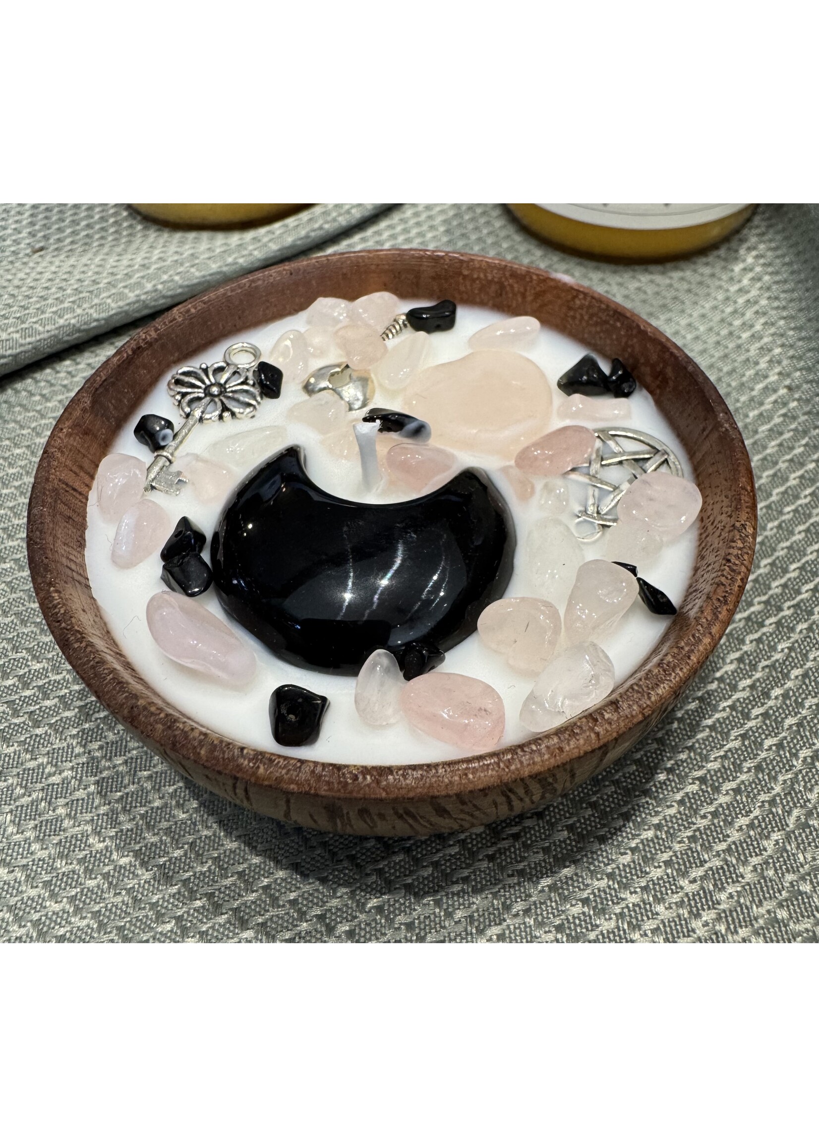 mini candle bowl w/crystals