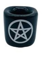 Chime Candle Holder Black Ceramic w Pentagram
