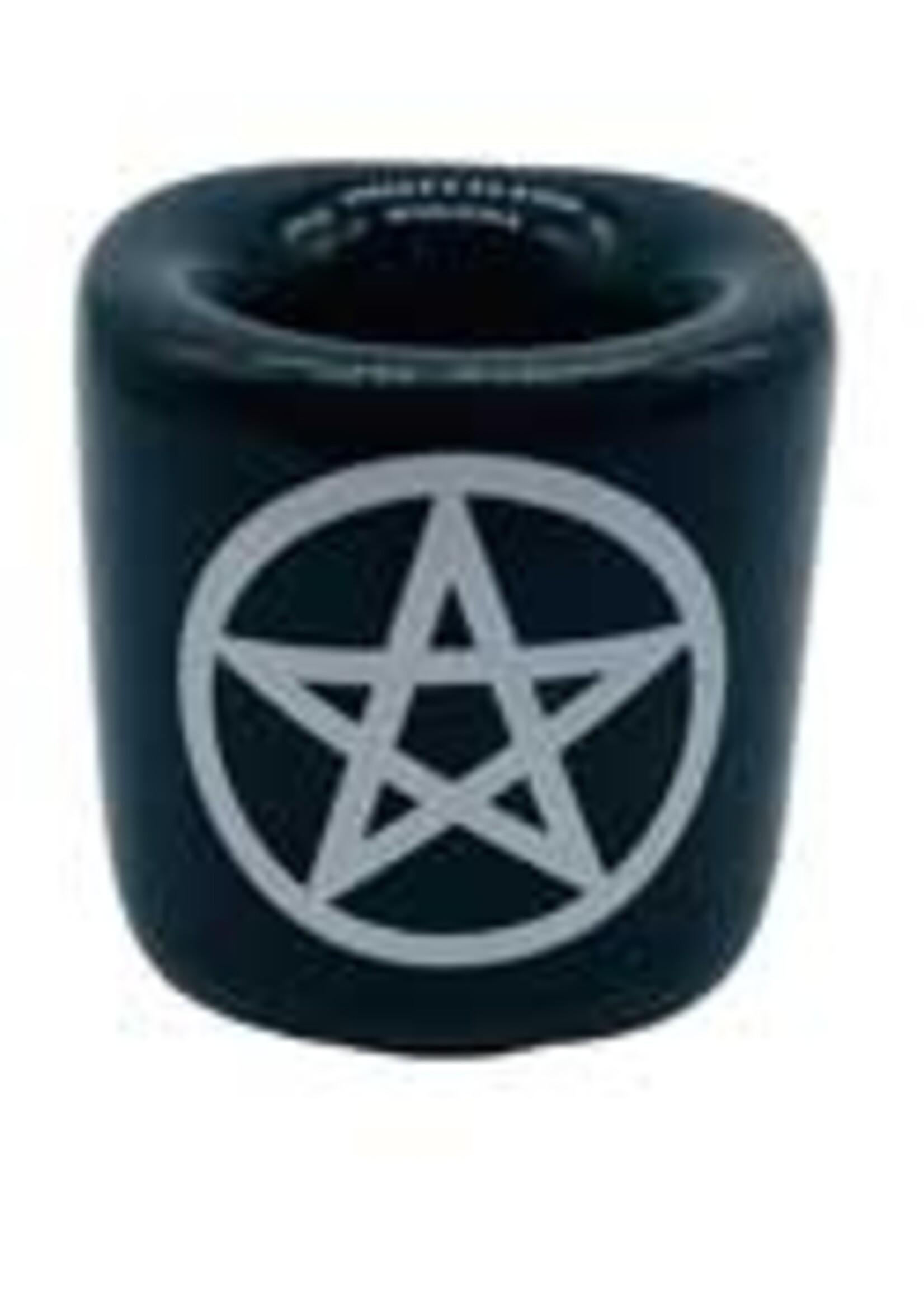 Chime Candle Holder Black Ceramic w Pentagram
