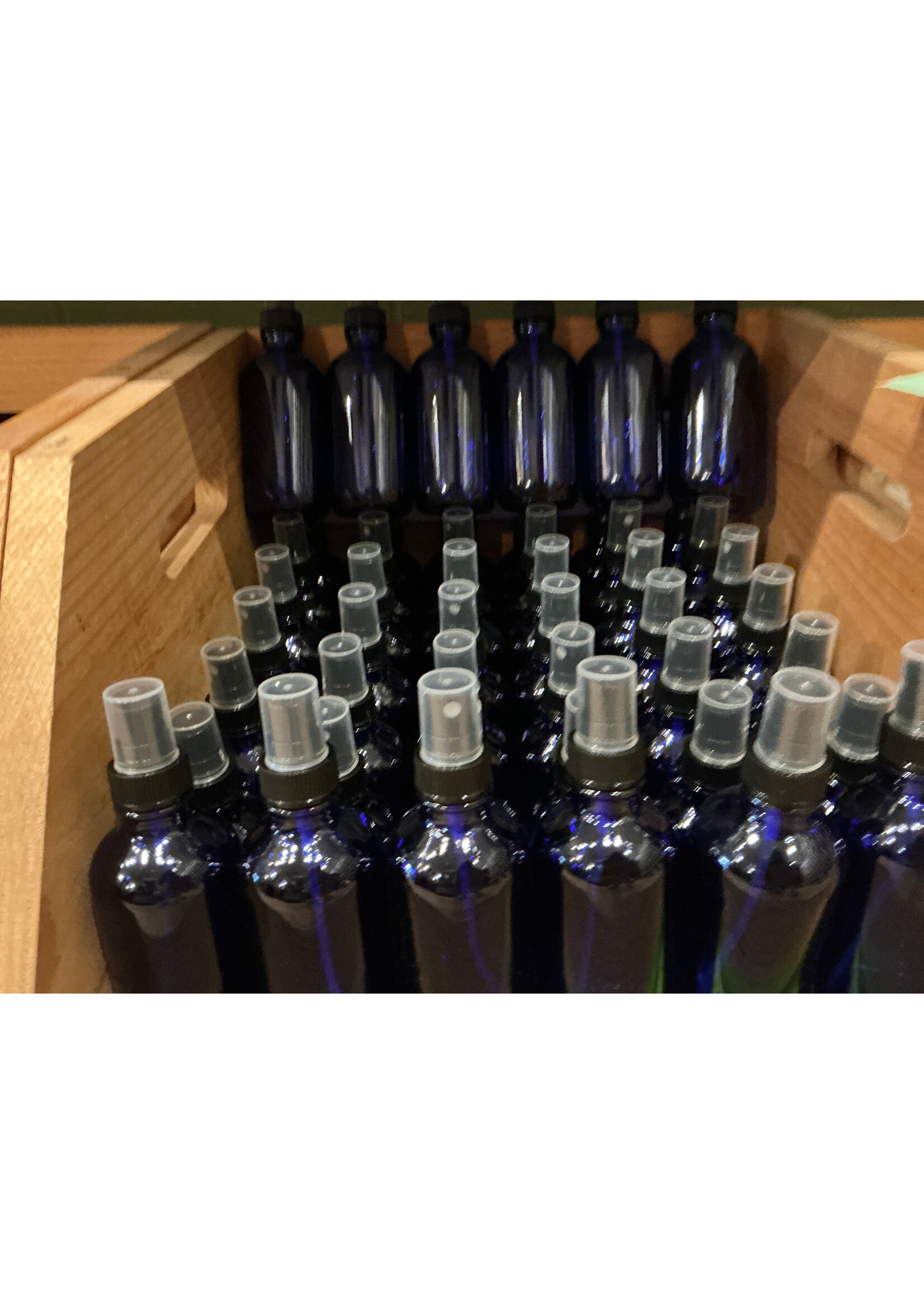 Spray blue glass 4oz bottle