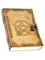 Book of Shadows  5" x 7" Broom Pentagram Embossed leather w/ latch