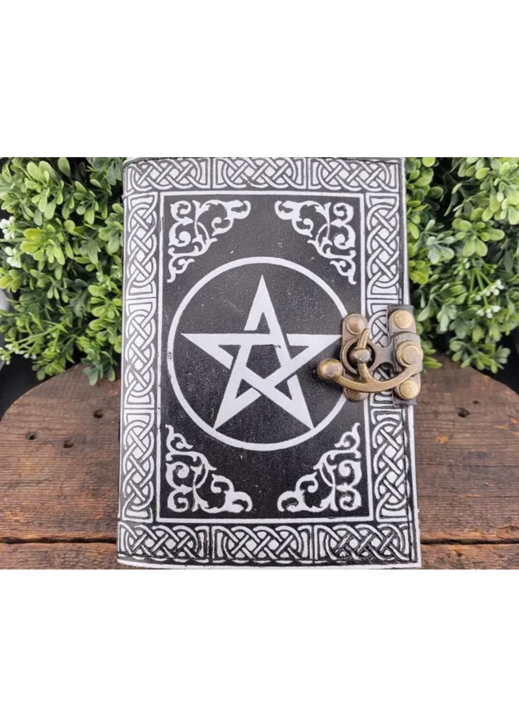 Book of Shadows  5x7 Pentacle Leather Grimoire: Celtic Knot Parchment Journal