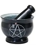 Mortar & Pestle Pentacle  Black 4"
