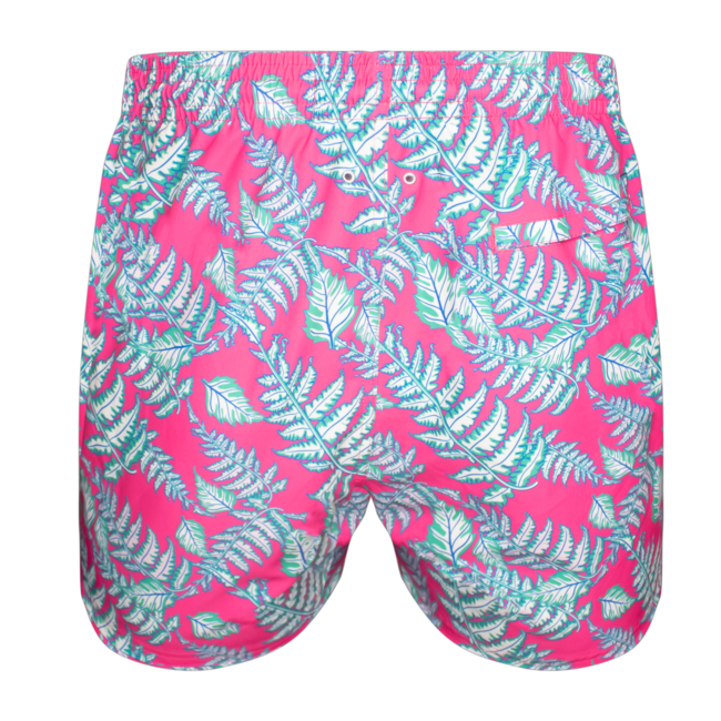 SWIMSHORT - CLASSIC CUT - PINK AND LEAVES