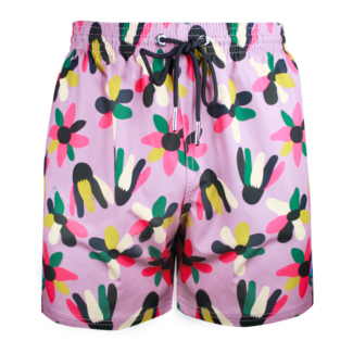 SWIMSHORT - CLASSIC CUT - PINK AND FLOWERS