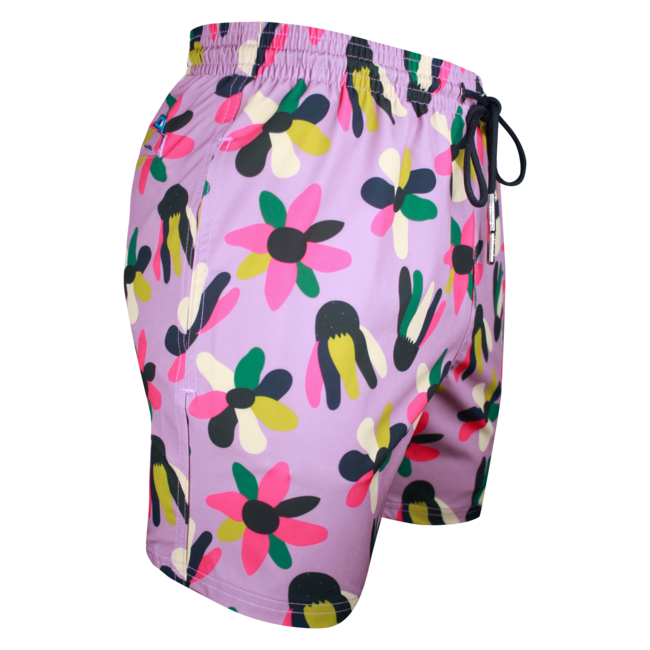 SWIMSHORT - CLASSIC CUT - PINK AND FLOWERS