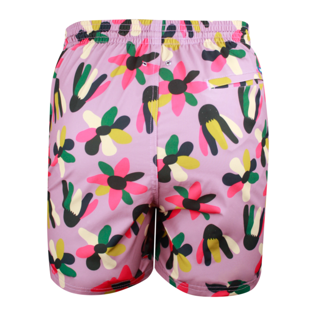 SWIMSHORT - CLASSIC CUT - PINK AND FLOWERS