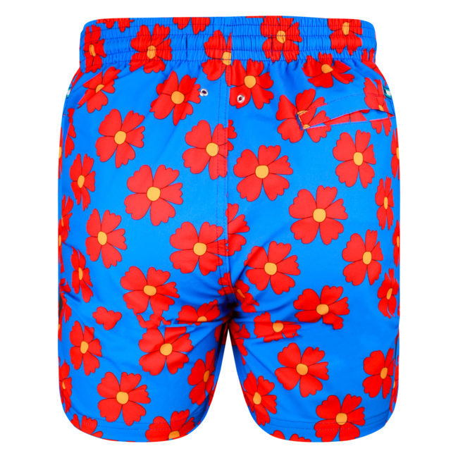 SWIMSHORT - CLASSIC CUT - BLUE AND RED FLOWERS