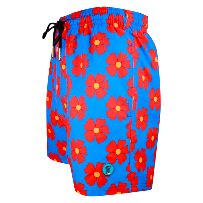 SWIMSHORT - CLASSIC CUT - BLUE AND RED FLOWERS
