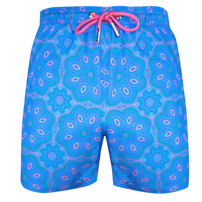 SWIMSHORT - CLASSIC CUT - BLUE AND PINK OVALS