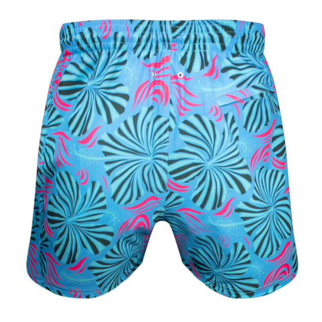 SWIMSHORT - CLASSIC CUT  - BLUE AND LEAVES