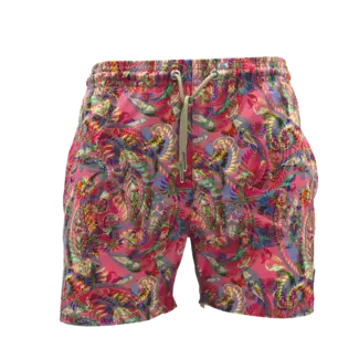 SWIMSHORT - CLASSIC CUT - PINK LEAVES