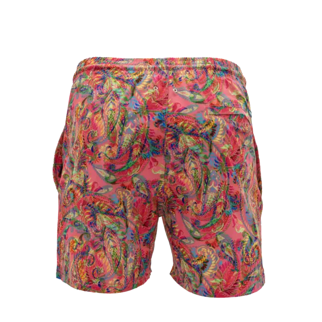 SWIMSHORT - CLASSIC CUT - PINK LEAVES