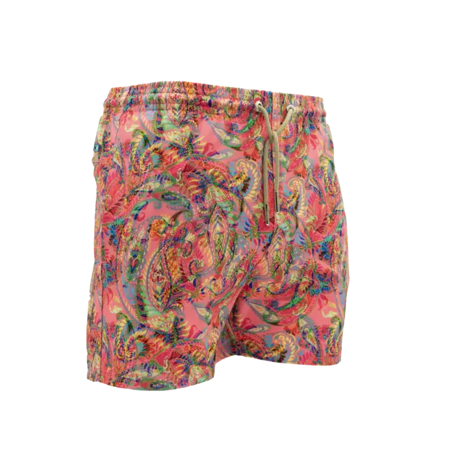 SWIMSHORT - CLASSIC CUT - PINK LEAVES