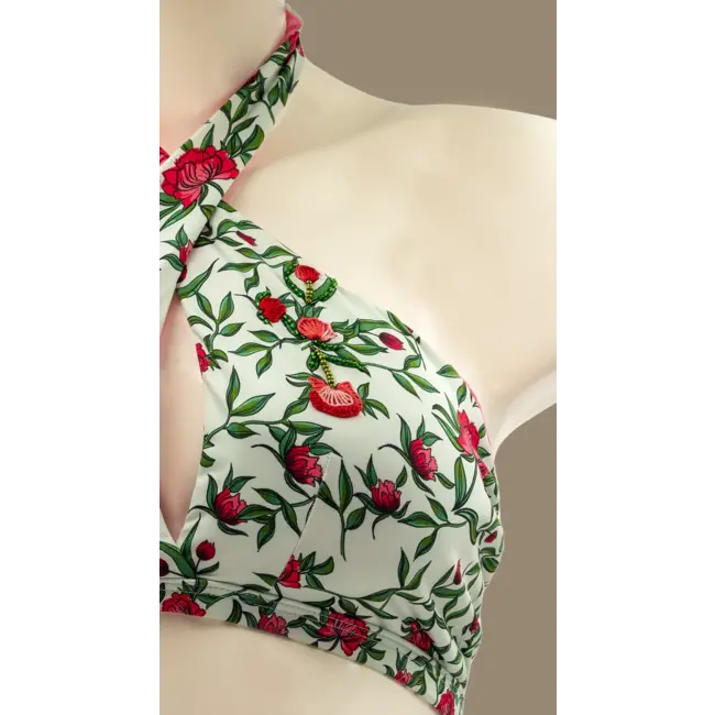 SWIMWEAR- BIKINI CROSSED - REVERSIBLE - WILD ROSES