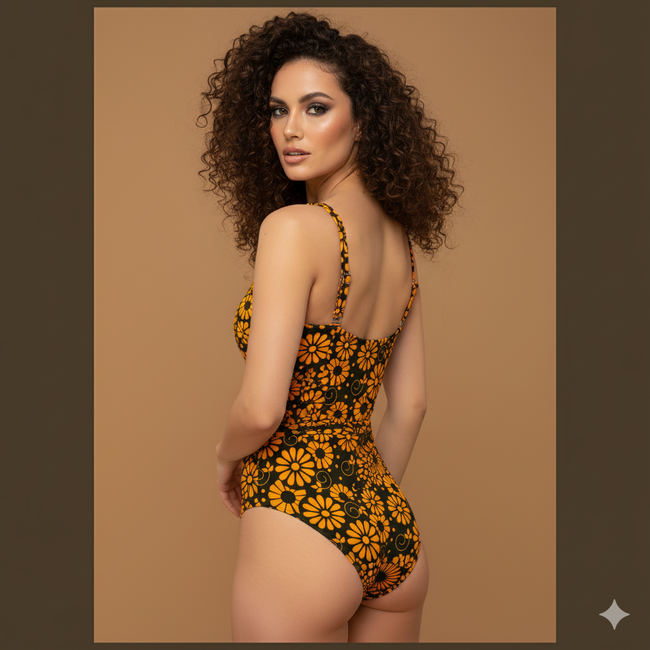 SWIMWEAR- ONE PIECE - REVERSIBLE - GROOVY FLOWERS