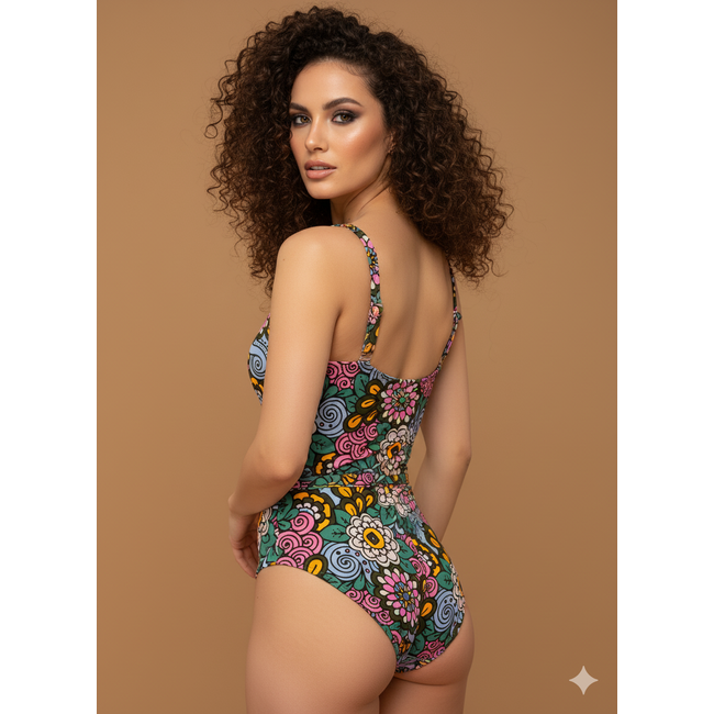 SWIMWEAR- ONE PIECE - REVERSIBLE - GROOVY FLOWERS