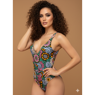 SWIMWEAR- ONE PIECE - REVERSIBLE - GROOVY FLOWERS