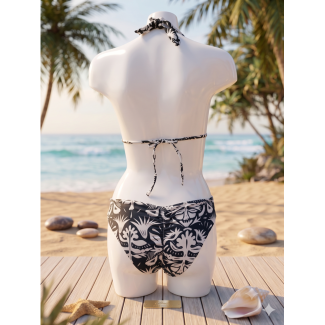 SWIMWEAR- BIKINI HALTER - REVERSIBLE - BLACK HIPPIE