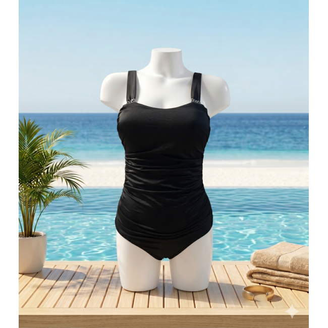 SWIMWEAR - ONE PIECE - DRAPEADO - BLACK