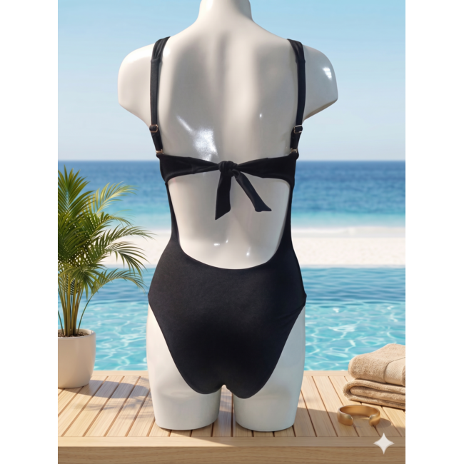 SWIMWEAR - ONE PIECE - DRAPEADO - BLACK