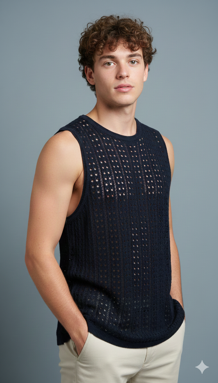 Camiseta Unisex Sin Mangas en Punto Calado