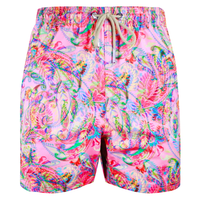 SWIMSHORT - CLASSIC CUT - PINK LEAVES