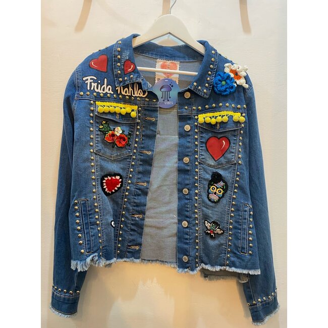 Corazon Partido JACKET - HAND-PAINTED DENIM JACKET - H Blue Large