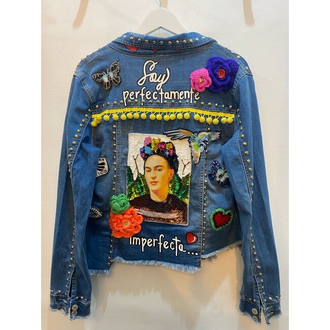 Corazon Partido JACKET - HAND-PAINTED DENIM JACKET - H Blue Large