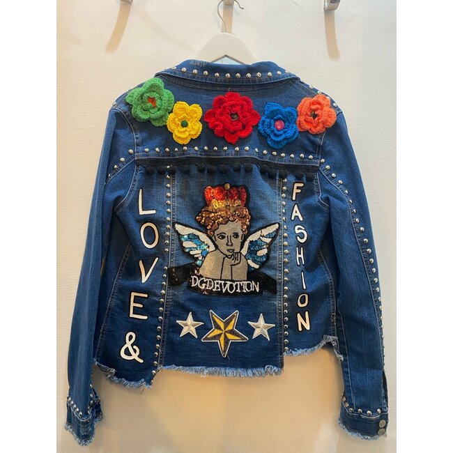 Corazon Partido JACKET - HAND-PAINTED DENIM JACKET - H Blue Medium