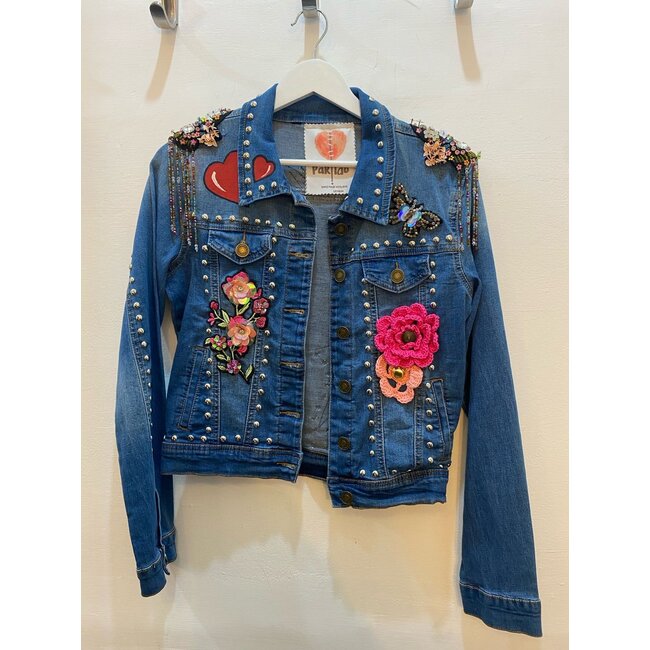 Corazon Partido JACKET - HAND-PAINTED DENIM JACKET - H Blue Large