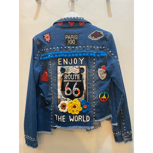 Corazon Partido JACKET - HAND-PAINTED DENIM JACKET - H Blue Large