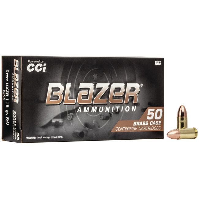 Munitions Cci Blazer Brass Fmj Cal.9Mm 115Gr 50/Pqt