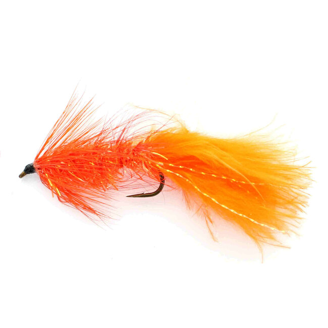Mouche Etic Woolly Bugger Orange Krystal Flash Hameçon #10