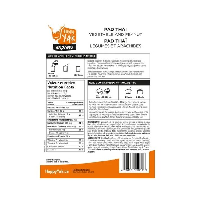 Happy Yak Pad Thai Vegetable And Peanut 220G