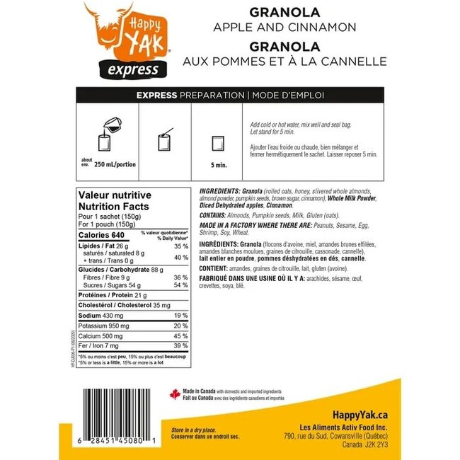 Happy Yak Apple And Cinnamon Granola 150G