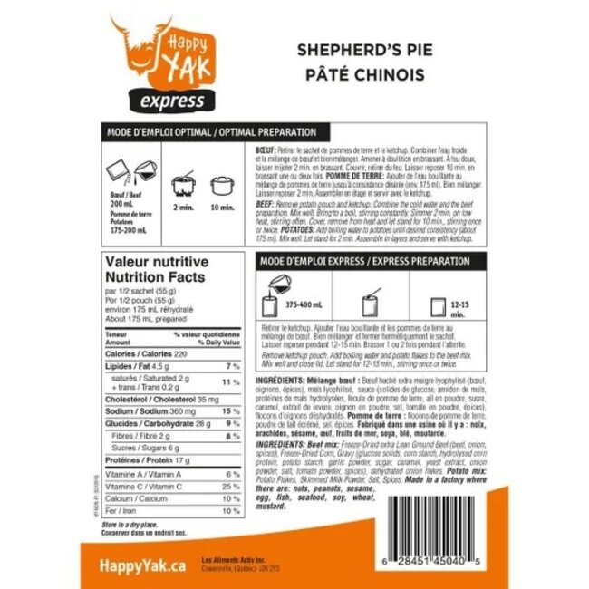 Happy Yak Shepherd's Pie 110G