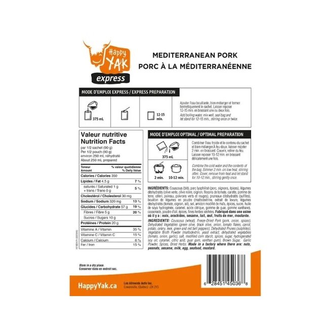 Porc À La Méditerranéenne Happy Yak 180G