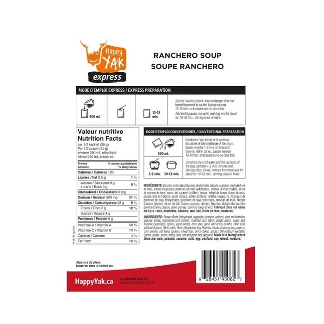 Soupe Ranchero Happy Yak 70G