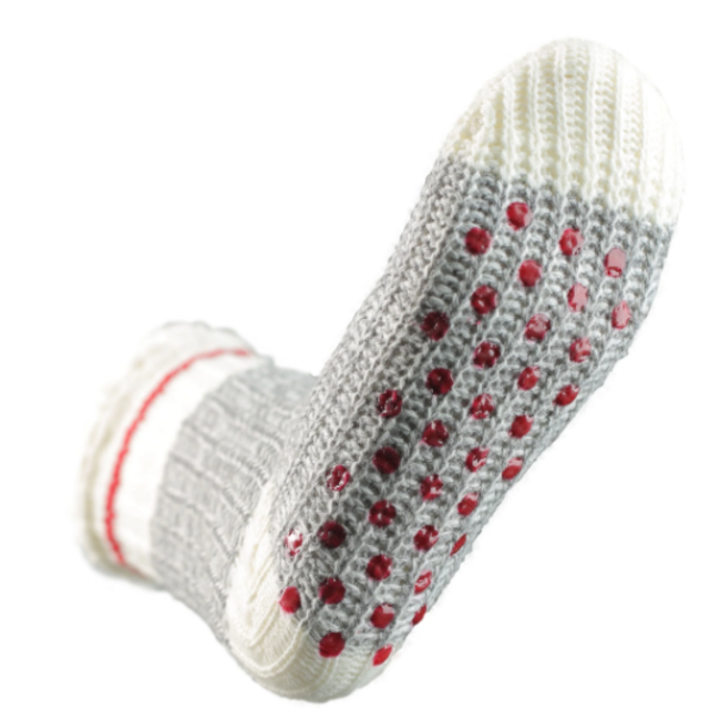 Bas Pantoufle Alper Lucerne Gris Et Rouge