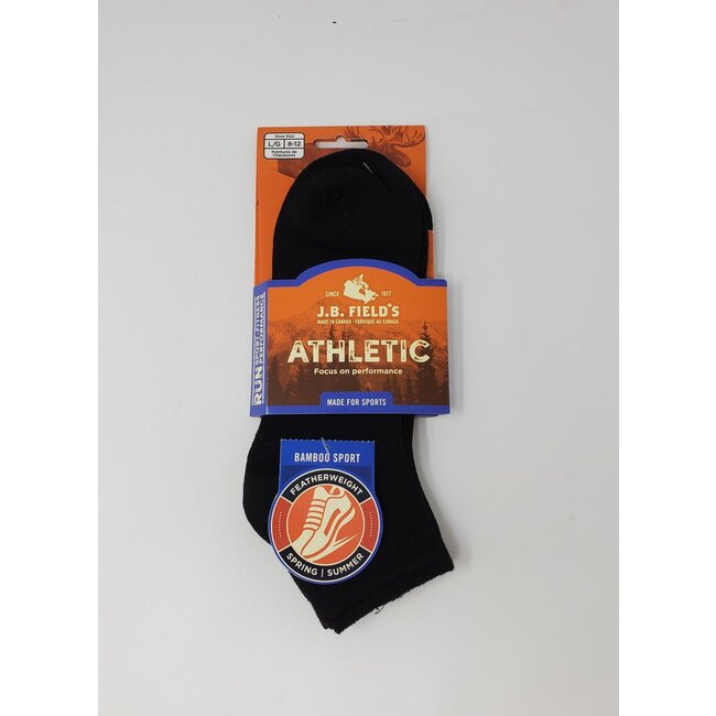 J.B. Field'S Athletic "Bamboo Featherweight" Ankle Socks Black