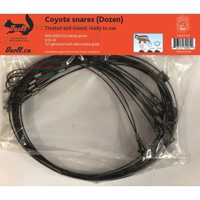 Treated Keeflock Coyote Snare 3/32 Ga - 7X7 12/Qty