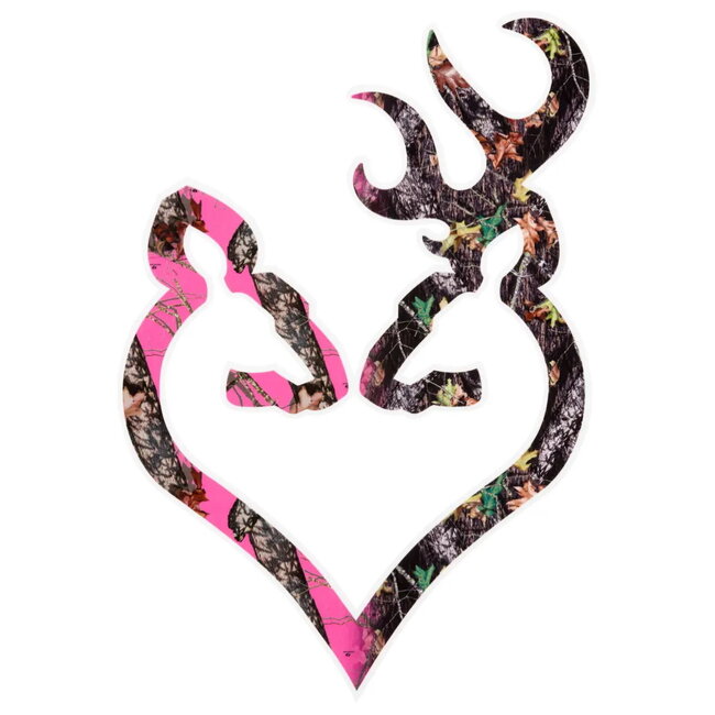 Browning Buck Heart 6" Camo Pink Sticker
